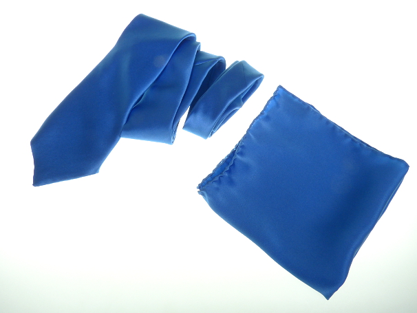 Kombination Krawatte und Einstecktuch in Royal-Blau